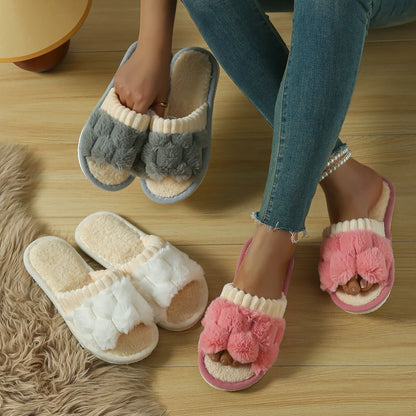 Pantuflas de algodón afelpado para mujer, cálidas, ligeras, de EVA, con suela plana, antideslizantes, cómodas, para invierno y otoño