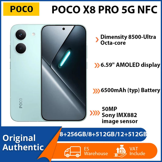 Smartphone POCO X8 Pro Versão Global 5G NFC – Dimensity 8500-Ultra, Bateria de 6500mAh (Opções: 8GB/256GB ou 12GB/512GB)