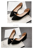 Women Flats Pink Black Pure Color Plus Small Size 33 34 Large 41 42 43 44 Suede Leather Pointed Toe Office Lady Flat Heel Shoes
