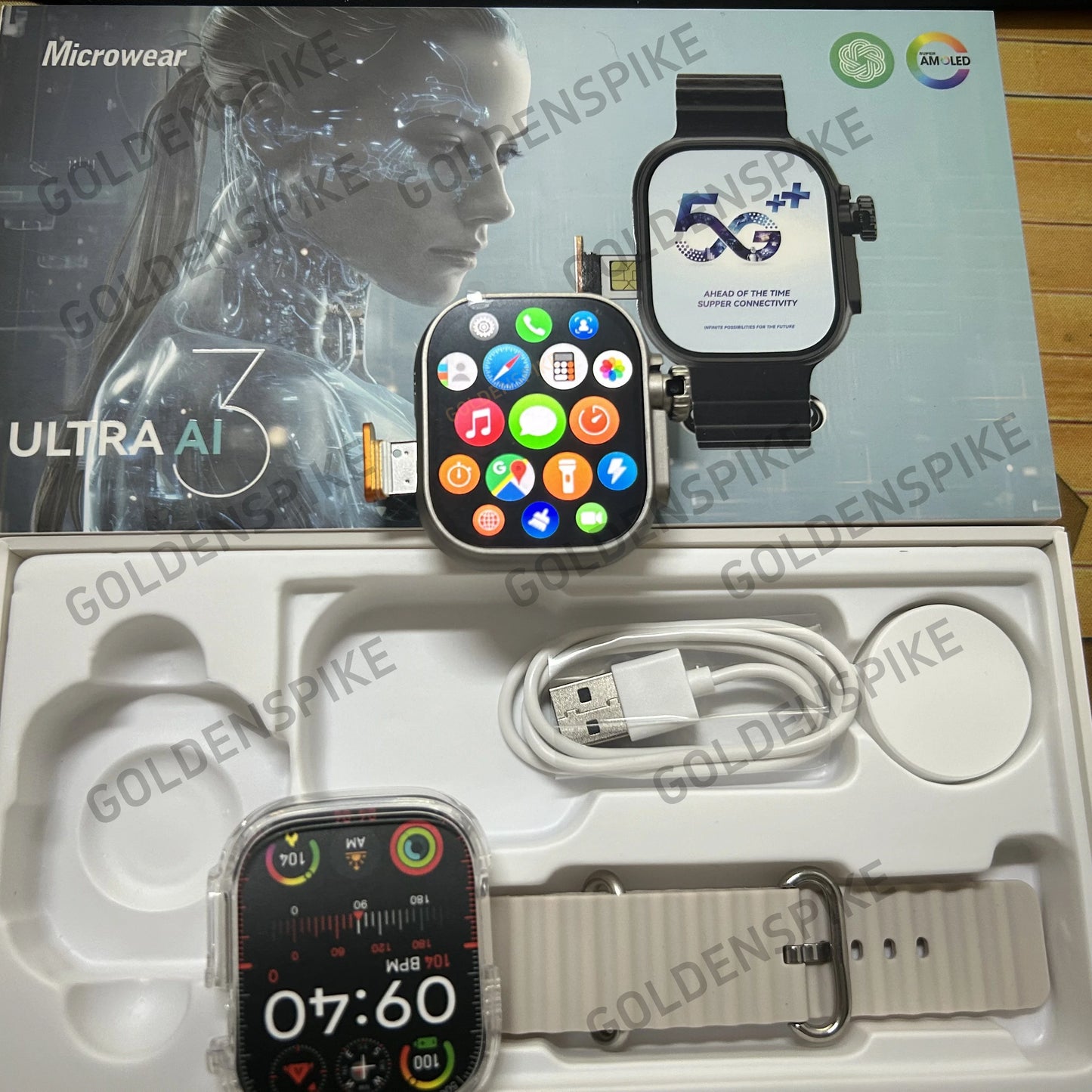 Microwear Ultra Ai3 Smartwatch 5G 180° Rotating Camera Google Play GPS WIFI 2.2inch Amoled HD Display 4G Calling Smart Watch Men