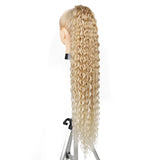 Extensões de rabo de cavalo cacheado longo 80cm aplique sintético com cordão e clip water wave