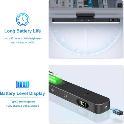 WILLED 5W Luz de espelho regulável 3 cores Luz de maquiagem ajustável com 2500mAh recarregável sob o armário para armário Mesa de cabeceira
