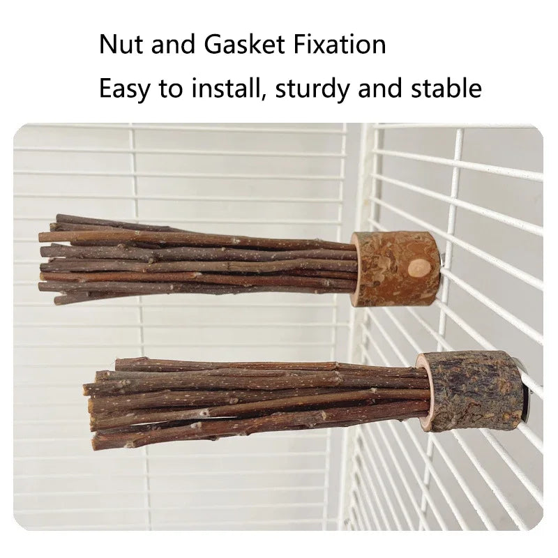 Natural Apple Tree Wood Pet Parrot Raw Wood Fork Tree Branch Stand Rack Squirrel Bird Hamster Branch Perches Chew Bite Toys