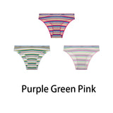 3 unids/set de bragas de algodón a media cadera para mujer, ropa interior femenina de cintura baja, lencería Sexy colorida a rayas de arco iris, bragas lindas para niñas NK606