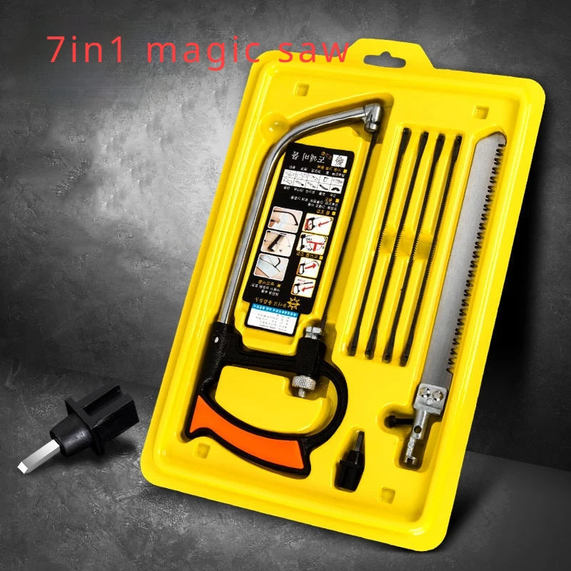 7in1 Saw Multi Purpose Hand DIY Steel Saw Metal Wood Glass Saw Kit 6 Blades Woodworking Metalworking Model Hobby Tool