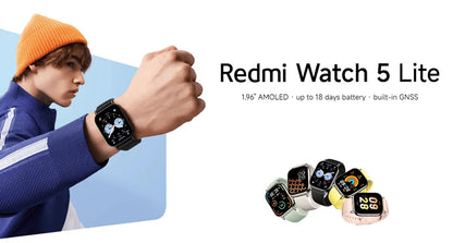 Global Version Xiaomi Redmi Watch 5 Lite 1.96'' AMOLED display 18-Day Battery life Built-in GNSS 5ATM Bluetooth® calling