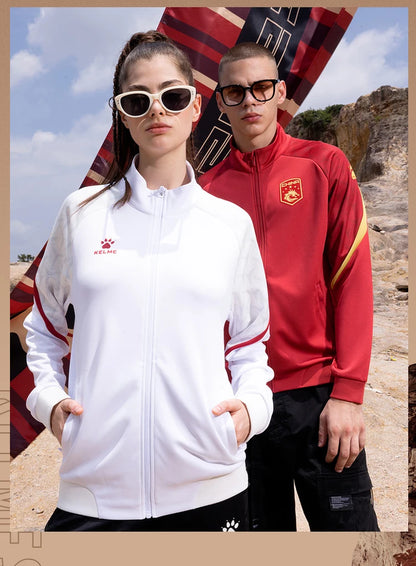 Chaqueta de punto de entrenamiento de fútbol Kelme, serie Qatar para hombre, primavera 2024, para deportes al aire libre, running, fitness, abrigo cortavientos