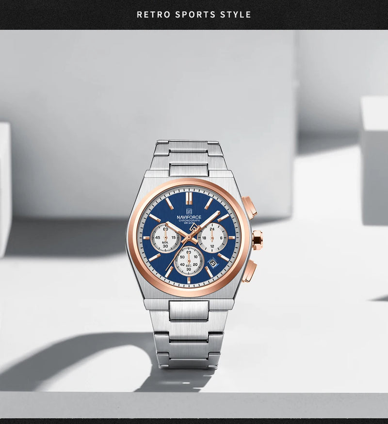 NAVIFORCE Men Casual Sport Quartz Calendar Wrist Watch for Man Business Steel Strap Waterproof Male Clock Relogio Masculino