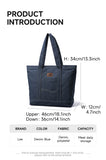 LEE Unisex Utility Canvas Leather Zipper Tote Bag Casual Denim Daily Shopping Handbag Women Men Durable Student School Book Bag