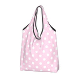 Custom Recycling Classic Black And White Polka Dot Shopping Bag Women Tote Bag Portable Grocery Shopper Bags
