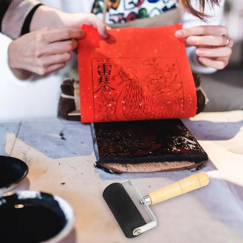 Rodillo de goma profesional Brayer para pintura con tinta, rodillo para grabado, proyectos de arte y manualidades, herramienta de estampado con tinta, rodillo de pintura #W0