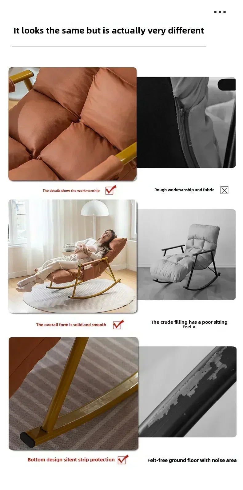 Household Goods Rocking Chair Balcony Home Leisure Lunch Lounge Chair Adult Light Bedroom Living Room Rocking Chair Lazy Sofa