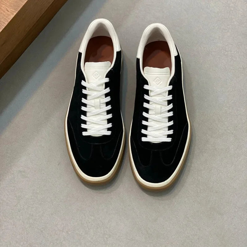 Classic Leisure Sport Board Shoes Men's Couple British Simple Match Dequn White Shoes Flat Heel Breathable Cement Ground