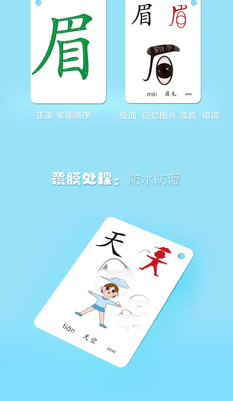 250 Pcs/Set Kid Learning Chinese Language Words Literacy Cards Baby Learning Card Memory Game Educational Toy Card for Kids