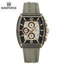 NAVIFORCE 6101 Casual Men's Quartz Watch Tonneau Dial Luminous Waterproof Silicone Strap Outdoor Sports Fashion Watches for Man