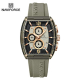 NAVIFORCE 6101 Casual Men's Quartz Watch Tonneau Dial Luminous Waterproof Silicone Strap Outdoor Sports Fashion Watches for Men