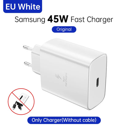 Cargador de pared Samsung PD de 45 W, carga superrápida, original de EE. UU., cable USB C a tipo C de 5 A, para Galaxy S25, S24, S23, S22 Ultra, A54, A53 y Note20.