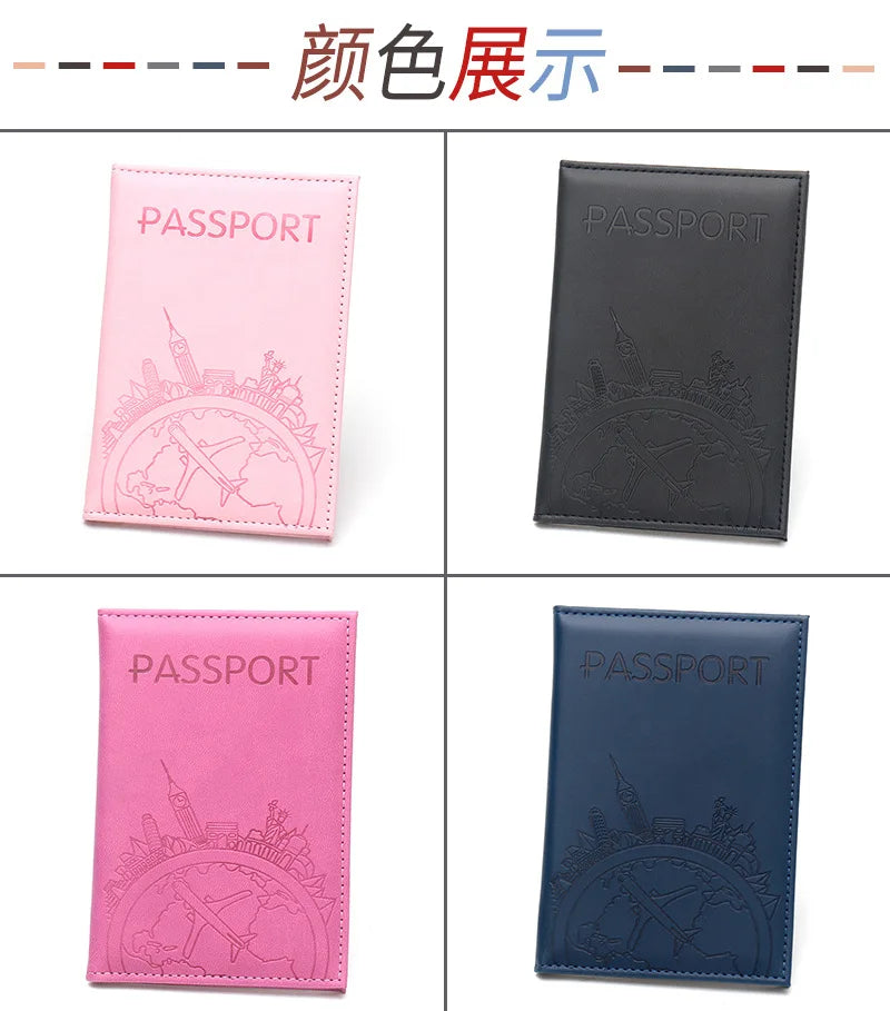 Global Flight Printed Passport Holder Leather Passport Covers Lightweight Airplane Passport Case Id Holder Plane Ticket Holder
