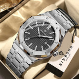 BINBOND Sturdy Stainless Steel Strap Quartz Wristwatches for Men Luxury Luminous Waterproof Auto Date Accurate Men's Watch Reloj