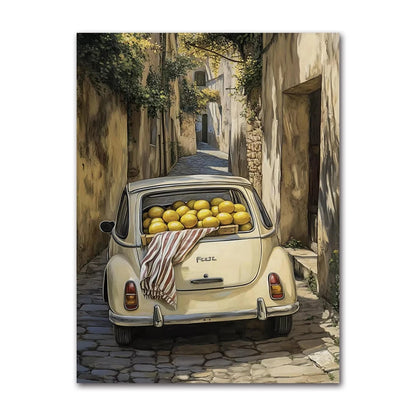 Retro Mediterranean Greece Landscape Poster Canvas Painting Wall Art Pictures Home Decoration Italian Lemon Orange Olive Tree