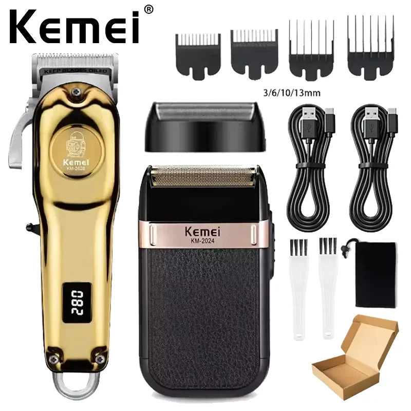 Kemei KM-678 KM-2024 KM-2628 Professional Electric Hair Clippers Beard Clipper Rechargeable Men's Shaver Hair Trimmer Kit