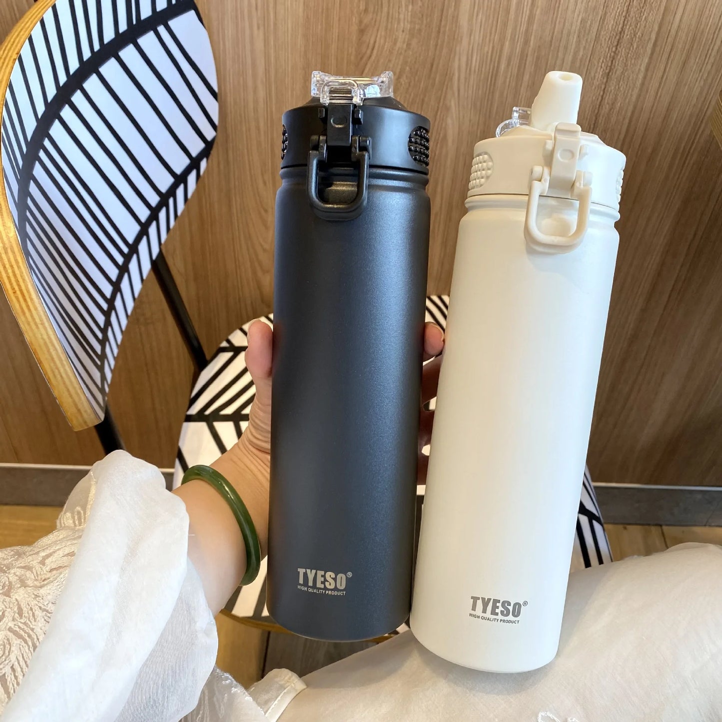 Tyeso 600/750ML Stainless Steel Thermo Bottle Car Thermal Cup Sports Water Bottles Keep Cold and Hot Vacuum Flasks Insulated Cup