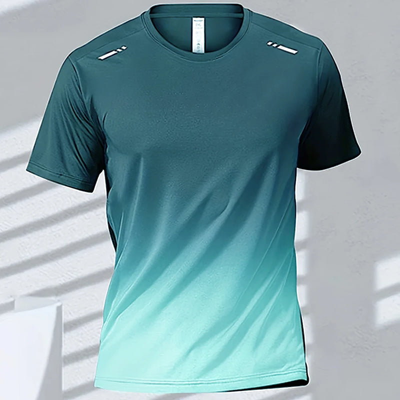 Camisetas deportivas para hombre, ropa deportiva de fitness, de secado rápido, con gradiente, de manga corta, para exteriores, baloncesto, entrenamiento, running, ropa para hombre