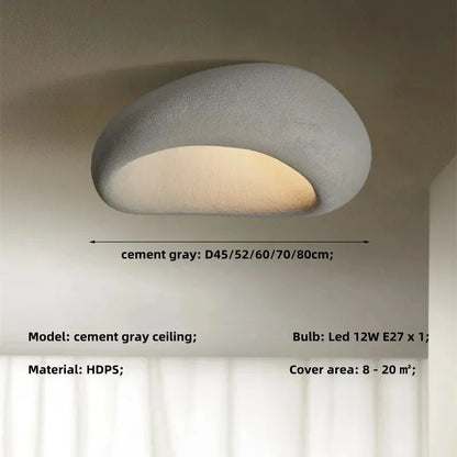 Nordic Wabi Sabi LED Ceiling Lamps Minimalist Cream Style Living Room Bedroom Ceiling Light 45/52/60/70cm Home Decor Chandeliers