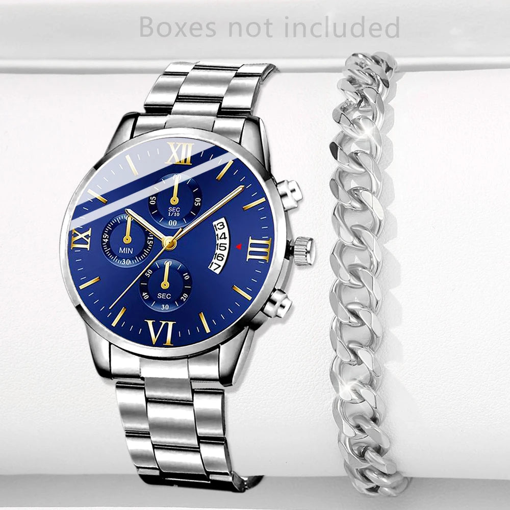 Fashion Men Stainless Steel Watch Luxury Calendar Quartz Wristwatch Men's Business Watches for Men Clock Montre Homme