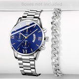 Fashion Men Stainless Steel Watch Luxury Calendar Quartz Wristwatch Men's Business Watches for Men Clock Montre Homme