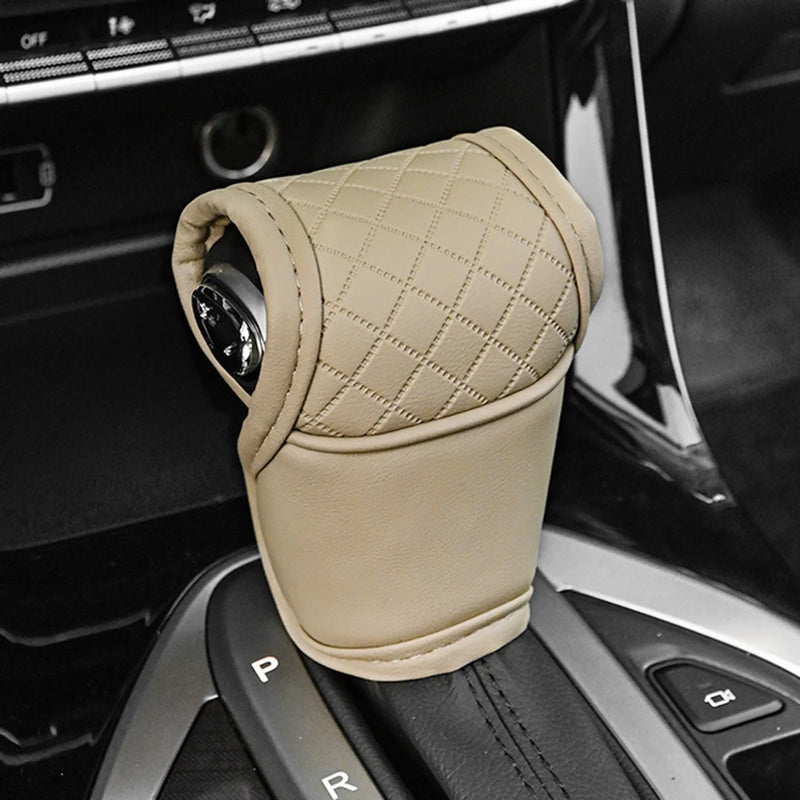 1 funda de cuero sintético para palanca de cambios de coche, protector de pomo de cambio, accesorios interiores de automóvil.