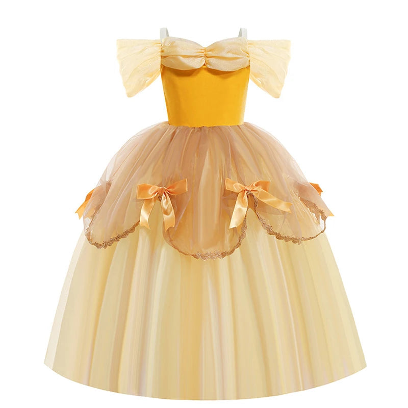 Children's Halloween Role Play Fairy Princess Belle Dress Xmas Carnival Masquerade Performance Birthday Party Fancy Girl Clothes