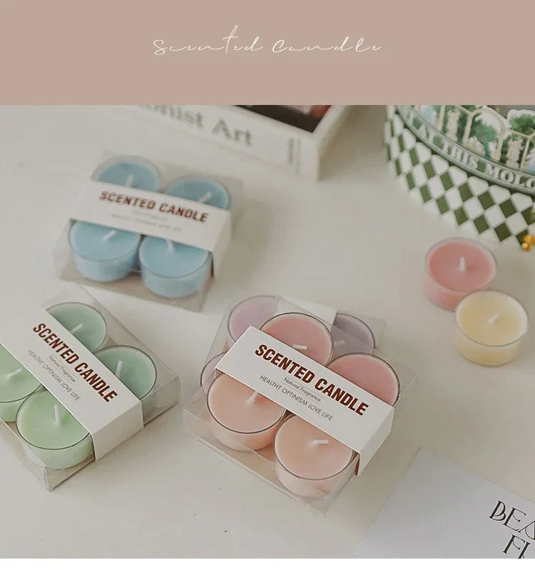 4pcs Handmade Tea Light Scented Candle Aromatherapy Soy Wax Candles Wedding Birthday Candle Party Home Decoration Photo Props
