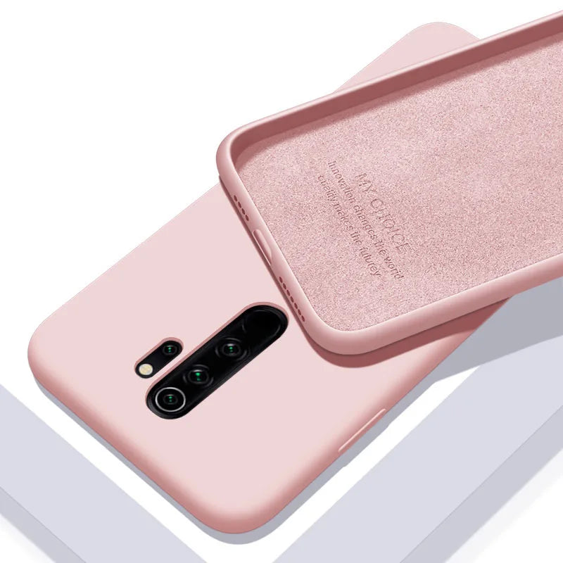Funda de silicona líquida suave y sólida para XiaoMi RedMi Note 9, 9s Pro, 10, 11, 11S, 10s, 10T, 9T, 8, 8T, 7 Pro, 9A, 9C, 10C, Poco X3, F3