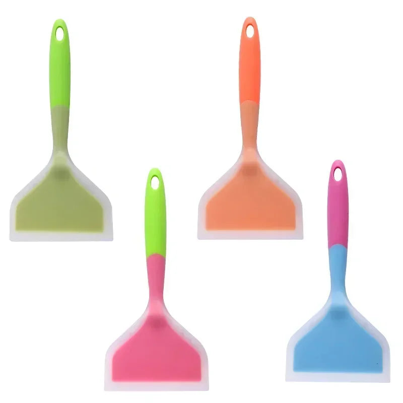 Espátula para freír de boca ancha de silicona transparente de dos colores, espátula de cocina de Jade translúcido, utensilios de cocina, espátula de silicona