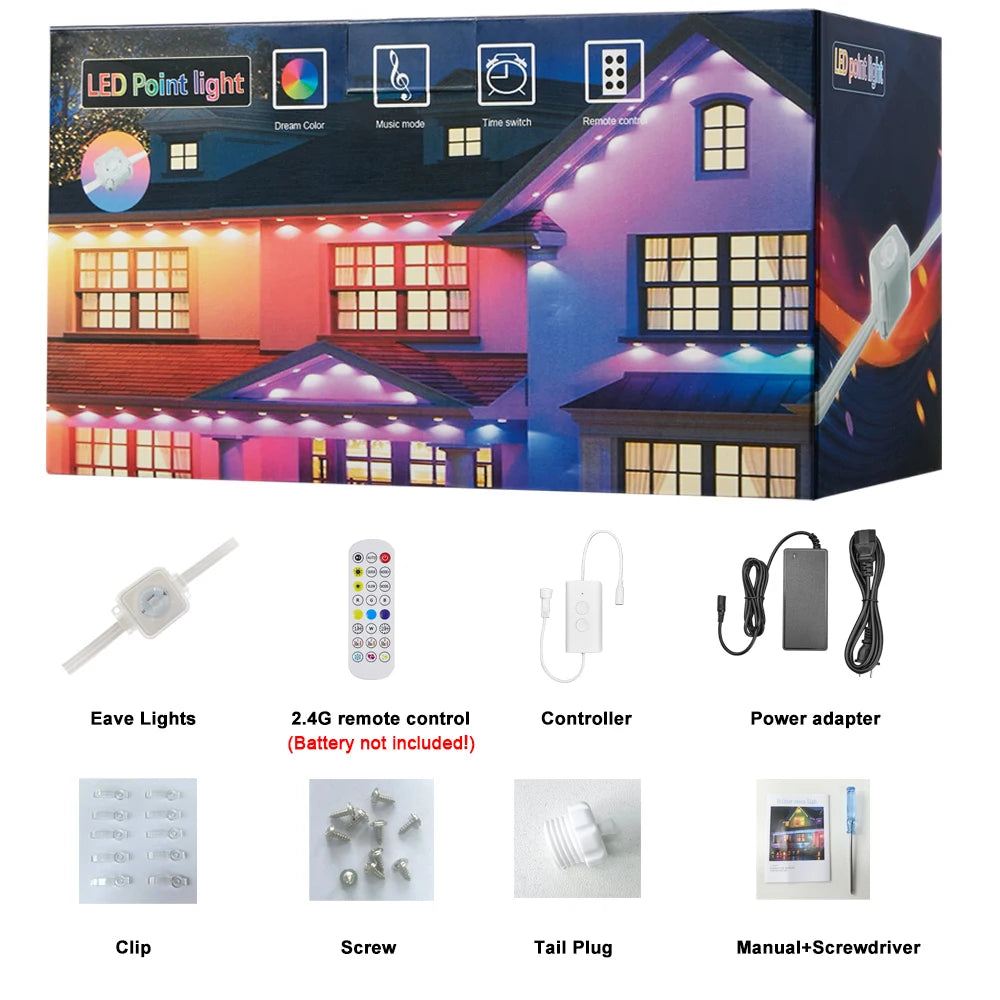 Beirais permanentes led inteligente ao ar livre rgbic wifi luz led para casa com controle remoto casa completa beirais luz festa de natal feriado deco