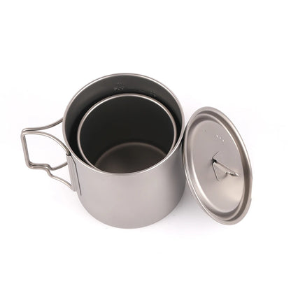 Taza de agua ultraligera de titanio Lixada con asa plegable, portátil para exteriores, camping, picnic, 300 ml/350 ml/550 ml/650 ml