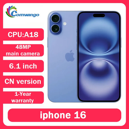 Apple iPhone 16 Dual Entity SIM Smart Phone 128GB/256GB/512GB 6.1inch OLED A18 Chip Original Face Id NFC Unlocked Used Cellphone