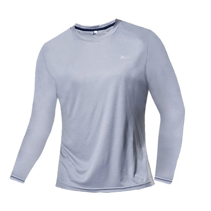 Long and Short-Sleeved T-Shirt Fitness Sports Tops Morning Running Ice Silk Quick Dry Outdoor Mountaineering Gym Clothing Men