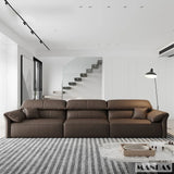 Electric Genuine Leather Sofa Bed Convertible Recliner – Modern Sectional Sleeper Couch with Adjustable Seats and Chaise Lounge