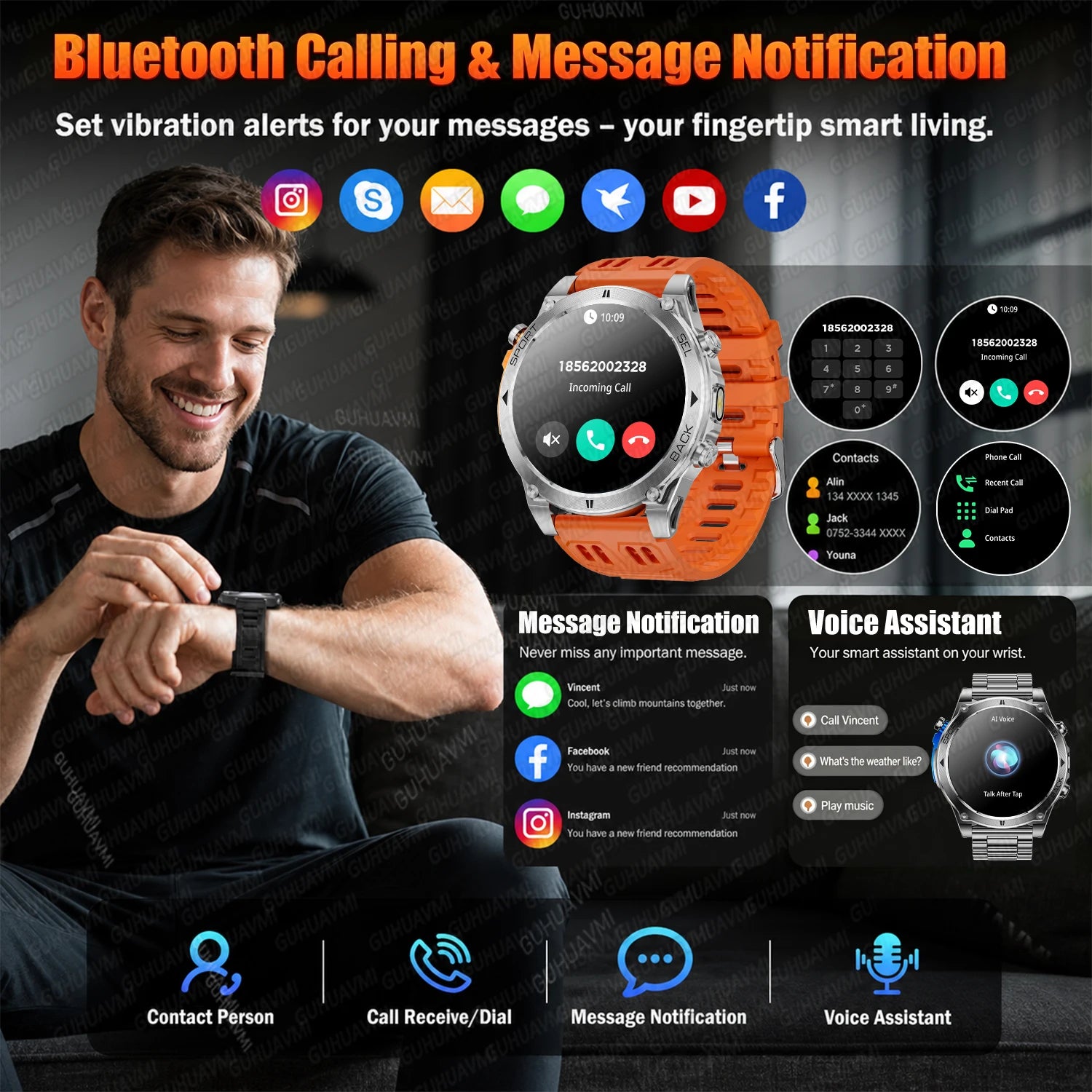 Novo Smartwatch Masculino T-RX4 Ultra GPS 2026 – Posicionamento GPS de 6 satélites, resistência à água 10ATM, bateria de 850mAh, bússola e mais de 170 modos esportivos.