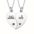2 pcs/set mãe filha filho coração enigma pingente colar de aço inoxidável sol lua colares para mãe crianças presente