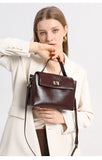Genuine Leather Top Handle Crossbody Bag for Women Vintage Oil Wax Leather Shoulder Bag Small Luxury Designer Satchel Handbag