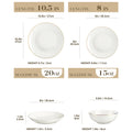 MALACASA NORI 16/32-PIECE Nordic European White Bone China Tableware Set with Bowl,Dinner&Dessert&Soup Plate Set for 4/8 person