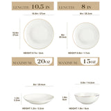 MALACASA Nori 16/32-Piece Nordic European White Bone China Tableware Set with Bowl, Dinner, Dessert, & Soup Plate Set for 4/8 people