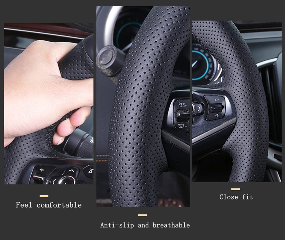 Customize Microfiber Leather Car Steering Wheel Cover For Ford Focus 3 2015-2018 Kuga 2016-2019 Escape C-MAX Ecosport 2018-2019