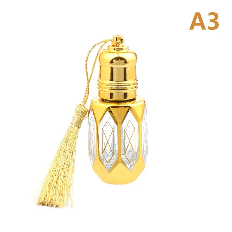Mini Glass Roll on Bottle Hot Stamped Silver Rollerbal Essential Oil Container Blending Perfume Bottle Empty Essential OilBottle