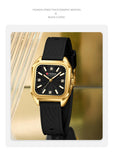 Relógio feminino quadrado minimalista pulseira pulseira de silicone casual