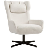 Accent chair, upholstered armchair with fleece cover, swivel base, metal frame, cream white