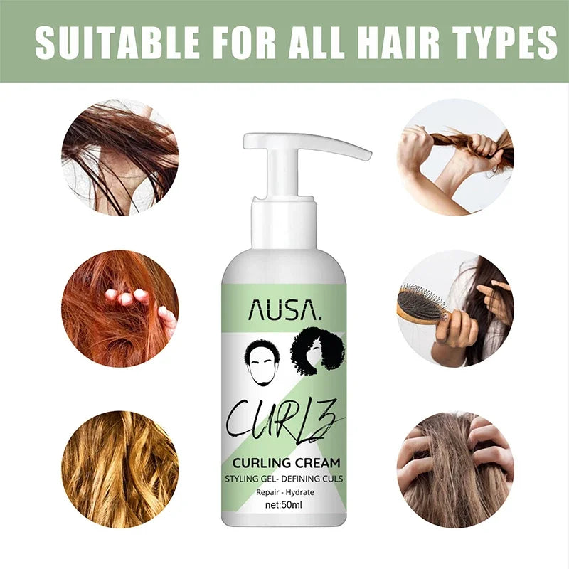 Crema para rizar el cabello de 50 ml, previene la rotura, antifrizz, elasticidad, loción potenciadora, moldeadora, suave, hidratante, cuidado del cabello